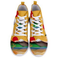 Mount Fuji Japan Lake Sun Sunset Men s Lightweight High Top Sneakers by Simbadda