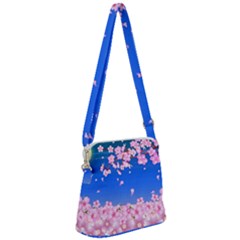 Sakura Cherry Blossom Night Moon Zipper Messenger Bag by Simbadda
