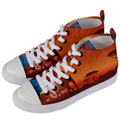 African Background Women s Mid-top Canvas Sneakers by Simbadda