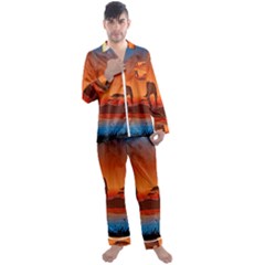 African Background Men s Satin Pajamas Long Pants Set