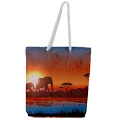 African Background Full Print Rope Handle Tote (large) by Simbadda
