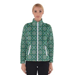 Green Abstract Geometry Pattern Winter Jacket by Simbadda