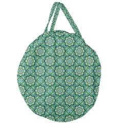 Green Abstract Geometry Pattern Giant Round Zipper Tote by Simbadda