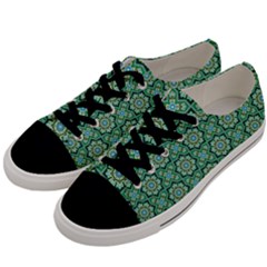 Green Abstract Geometry Pattern Men s Low Top Canvas Sneakers by Simbadda