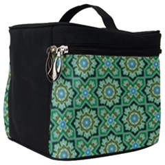 Green Abstract Geometry Pattern Make Up Travel Bag (big) by Simbadda