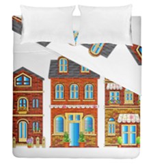 City Buildings Brick Architecture Duvet Cover Double Side (queen Size) by Simbadda