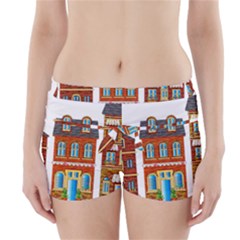 City Buildings Brick Architecture Boyleg Bikini Wrap Bottoms by Simbadda