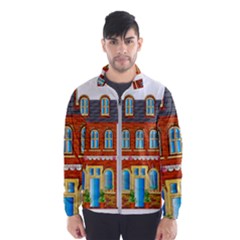 City Buildings Brick Architecture Men s Windbreaker by Simbadda