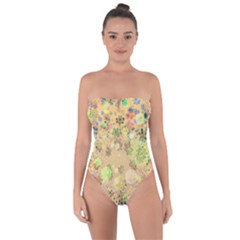 Flowers Color Colorful Watercolour Tie Back One Piece Swimsuit by Simbadda