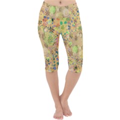 Flowers Color Colorful Watercolour Lightweight Velour Cropped Yoga Leggings by Simbadda