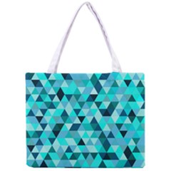 Teal Triangles Pattern Mini Tote Bag by LoolyElzayat