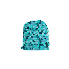 Teal Triangles Pattern Drawstring Pouch (xs) by LoolyElzayat