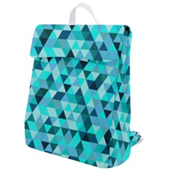 Teal Triangles Pattern Flap Top Backpack by LoolyElzayat