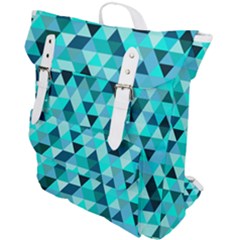 Teal Triangles Pattern Buckle Up Backpack by LoolyElzayat