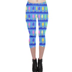 Ice Cream Bar Pattern Capri Leggings  by bloomingvinedesign