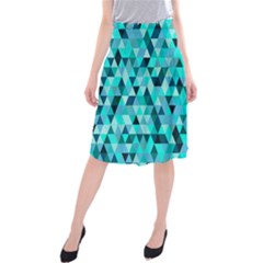 Teal Triangles Pattern Midi Beach Skirt by LoolyElzayat