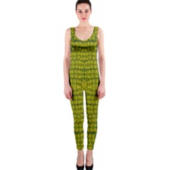 Flowers In Yellow For Love Of The Decorative One Piece Catsuit by pepitasart