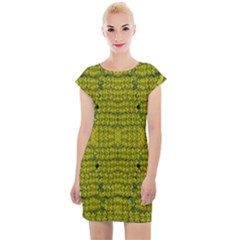 Flowers In Yellow For Love Of The Decorative Cap Sleeve Bodycon Dress by pepitasart