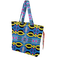 Yellow And Blue Ovals                                   Drawstring Tote Bag by LalyLauraFLM