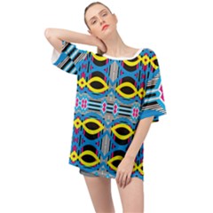 Yellow And Blue Ovals                                   Oversized Chiffon Top by LalyLauraFLM