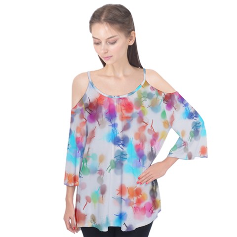 Paint Splashes Canvas                                      Flutter Sleeve Tee by LalyLauraFLM