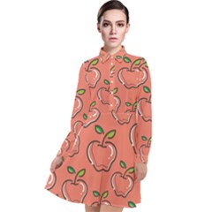 Fruit Apple Long Sleeve Chiffon Shirt Dress