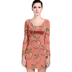Fruit Apple Long Sleeve Velvet Bodycon Dress