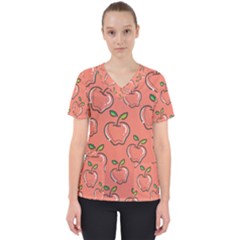 Fruit Apple Women s V-neck Scrub Top