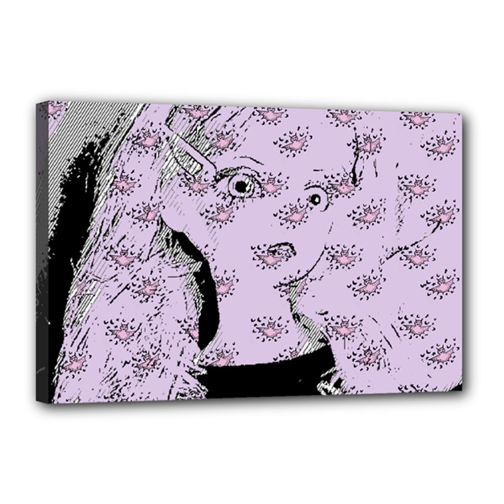 Wide Eyed Girl Lilac Canvas 18  x 12  (Stretched)