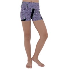 Wide Eyed Girl Grey Lilac Kids  Lightweight Velour Yoga Shorts by snowwhitegirl