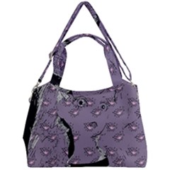 Wide Eyed Girl Grey Lilac Double Compartment Shoulder Bag