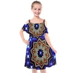 Background Mandala Star Kids  Cut Out Shoulders Chiffon Dress