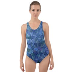 Background Blue Texture Cut-out Back One Piece Swimsuit