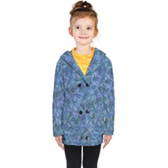Background Blue Texture Kids  Double Breasted Button Coat
