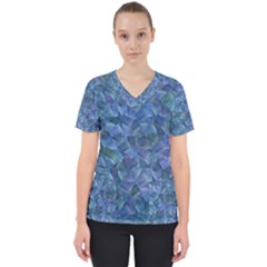 Background Blue Texture Women s V-neck Scrub Top