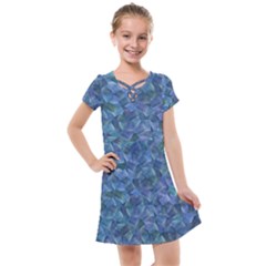 Background Blue Texture Kids  Cross Web Dress