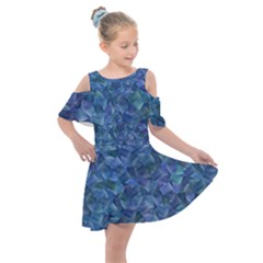 Background Blue Texture Kids  Shoulder Cutout Chiffon Dress
