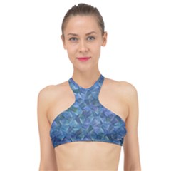 Background Blue Texture High Neck Bikini Top by Alisyart