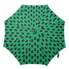 Nerdy 60s  Girl Pattern Seafoam Green Hook Handle Umbrellas (small) by snowwhitegirl