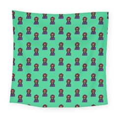Nerdy 60s  Girl Pattern Seafoam Green Square Tapestry (large)