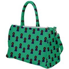 Nerdy 60s  Girl Pattern Seafoam Green Duffel Travel Bag by snowwhitegirl