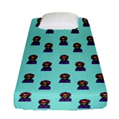 Nerdy 60s  Girl Pattern Aqua Fitted Sheet (single Size) by snowwhitegirl