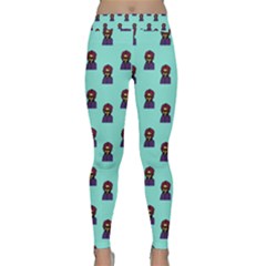 Nerdy 60s  Girl Pattern Aqua Classic Yoga Leggings by snowwhitegirl