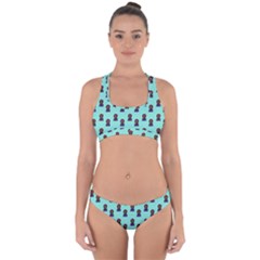 Nerdy 60s  Girl Pattern Aqua Cross Back Hipster Bikini Set by snowwhitegirl