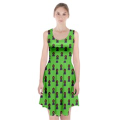 Nerdy 60s  Girl Pattern Green Racerback Midi Dress by snowwhitegirl
