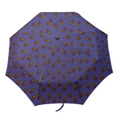 Nerdy 60s  Girl Pattern Dark Purple Folding Umbrellas by snowwhitegirl