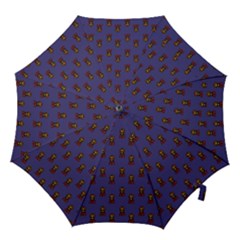 Nerdy 60s  Girl Pattern Dark Purple Hook Handle Umbrellas (large) by snowwhitegirl