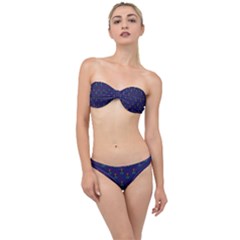 Nerdy 60s  Girl Pattern Blue Classic Bandeau Bikini Set by snowwhitegirl