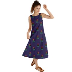 Nerdy 60s  Girl Pattern Blue Summer Maxi Dress by snowwhitegirl