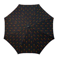 Nerdy 60s  Girl Pattern Grey Golf Umbrellas